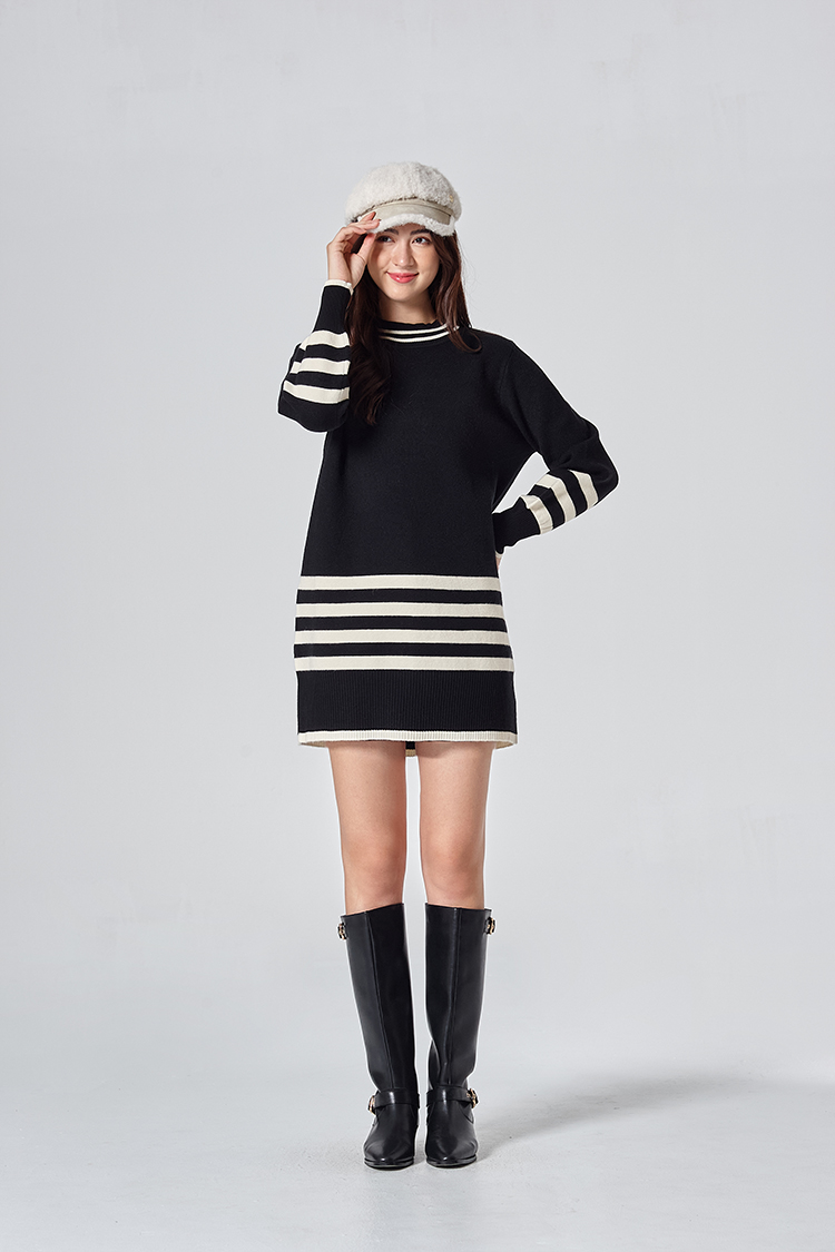 DITA韓系條紋短版針織洋裝