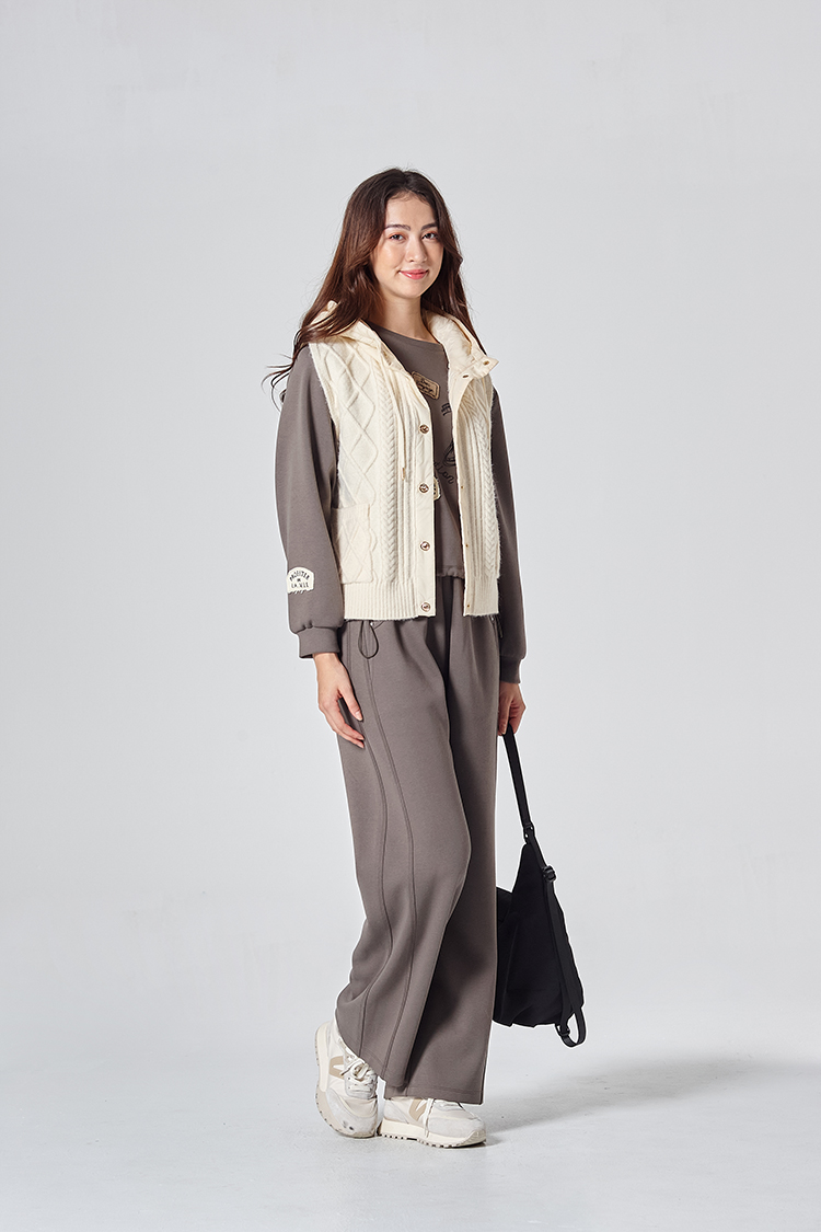 DITA異材質連帽針織背心