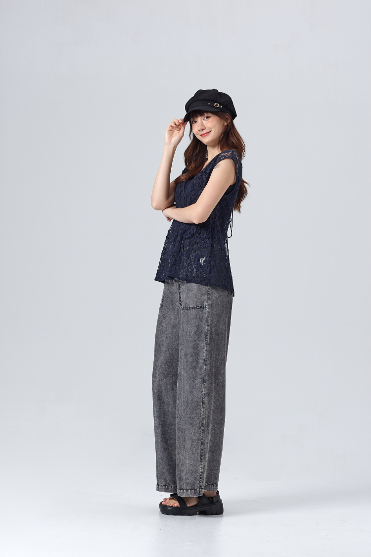 DITAV領清透蕾絲背心罩衫