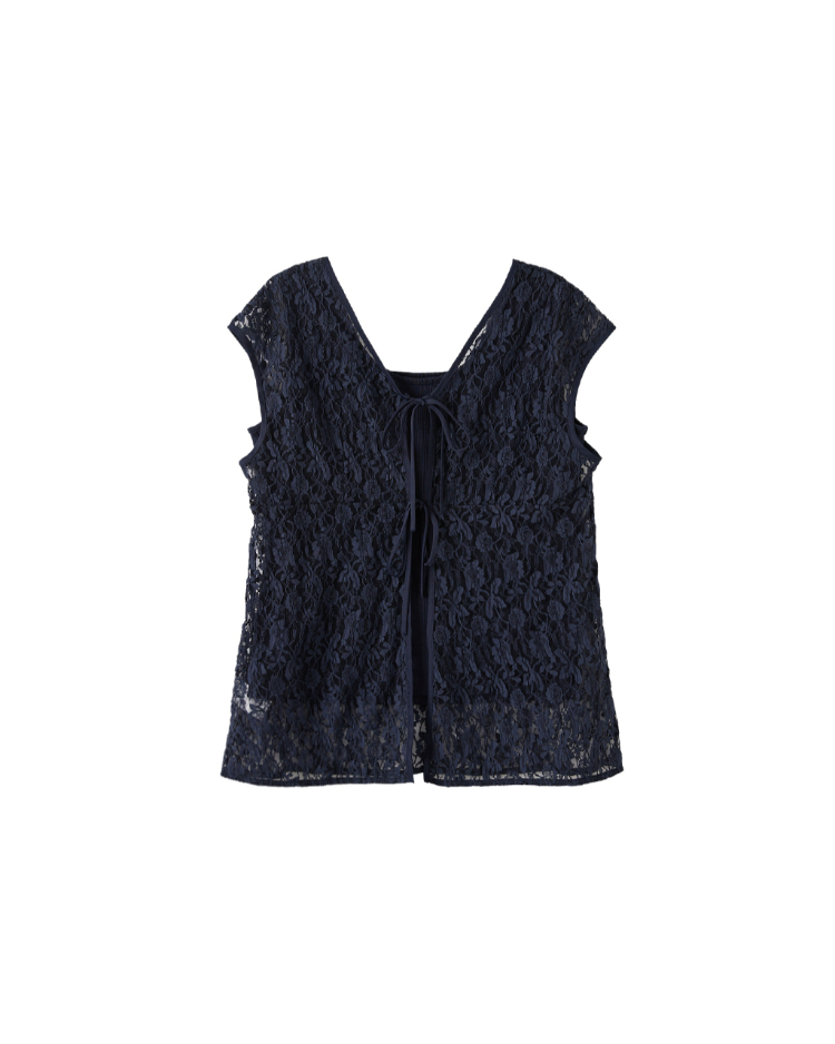 DITAV領清透蕾絲背心罩衫