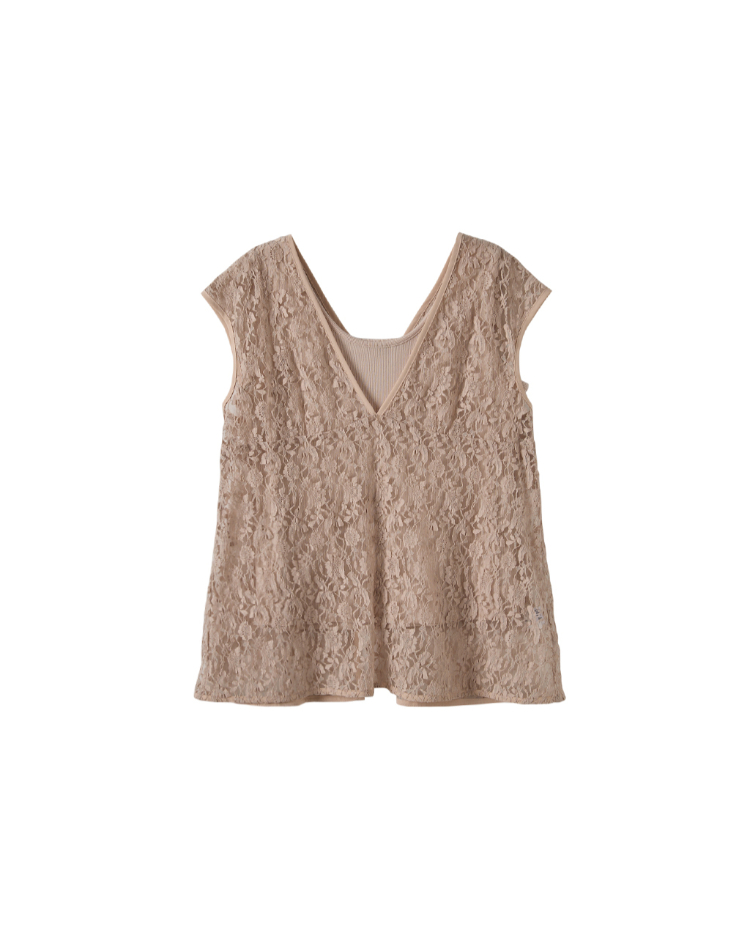 DITAV領清透蕾絲背心罩衫