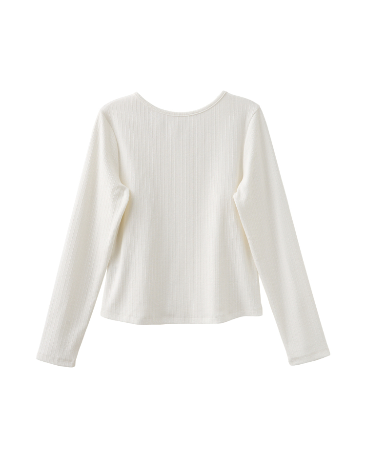 DITA簡約修身桃型領上衣