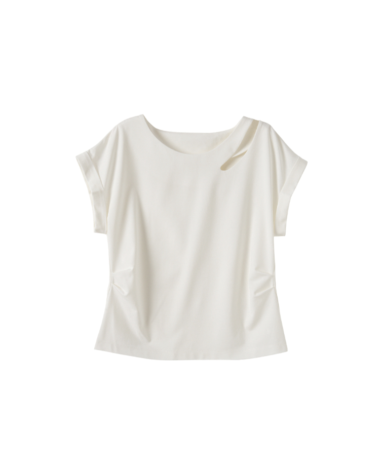 DITA法國袖修身素色上衣