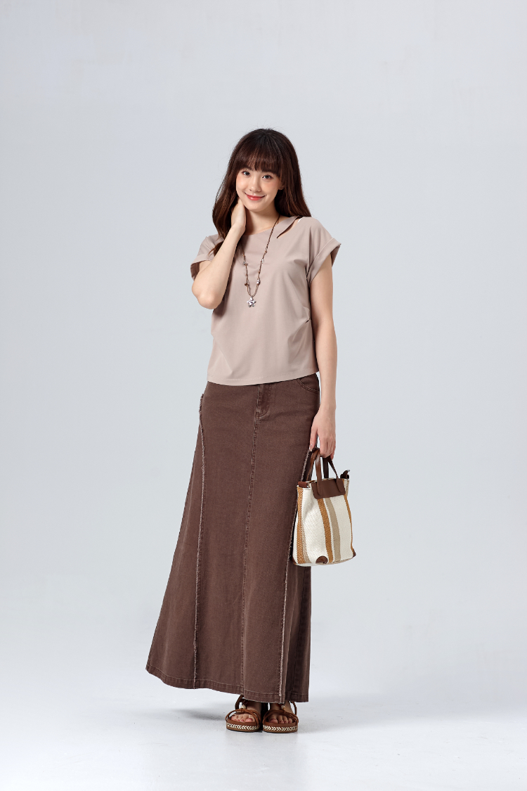 DITA法國袖修身素色上衣