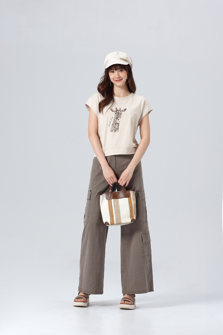 DITA長頸鹿印花法國袖上衣