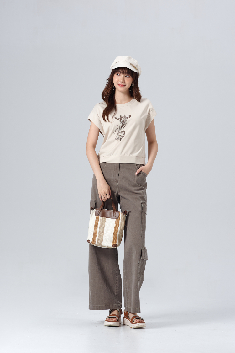 DITA長頸鹿印花法國袖上衣