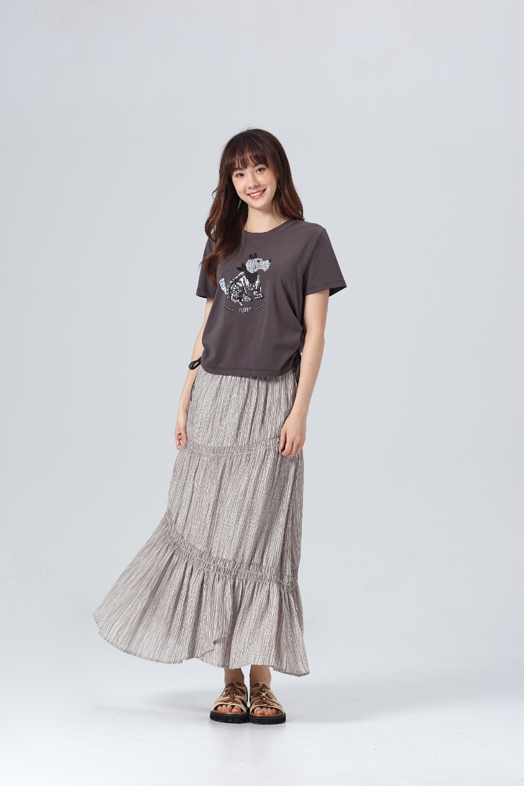 DITA長頸鹿印花法國袖上衣