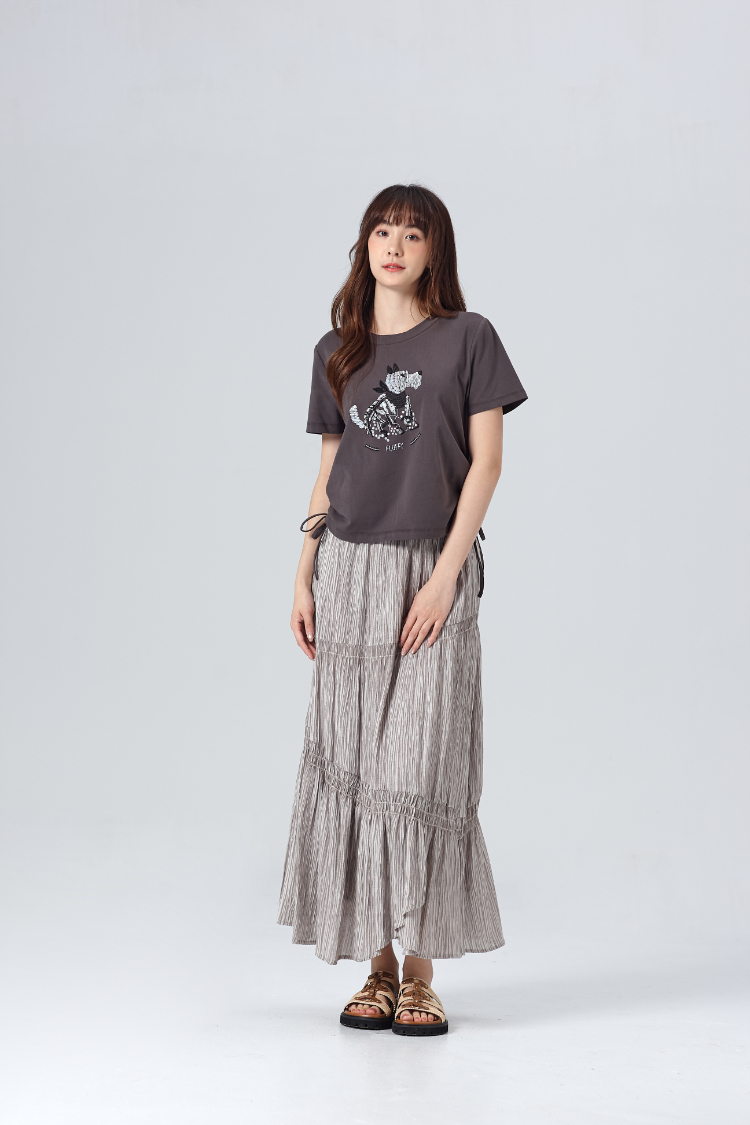 DITA長頸鹿印花法國袖上衣