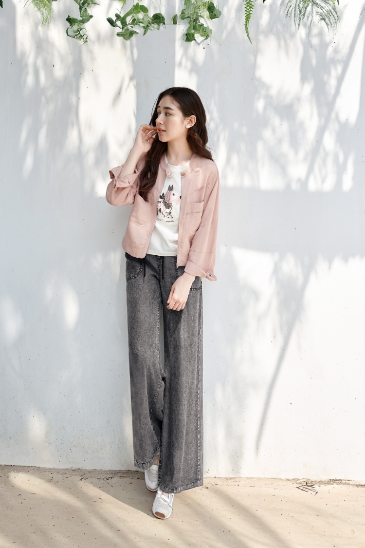 DITA特殊印花工藝抽繩上衣