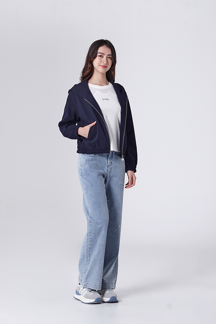 DITA甜酷感愛心水洗牛仔寬褲