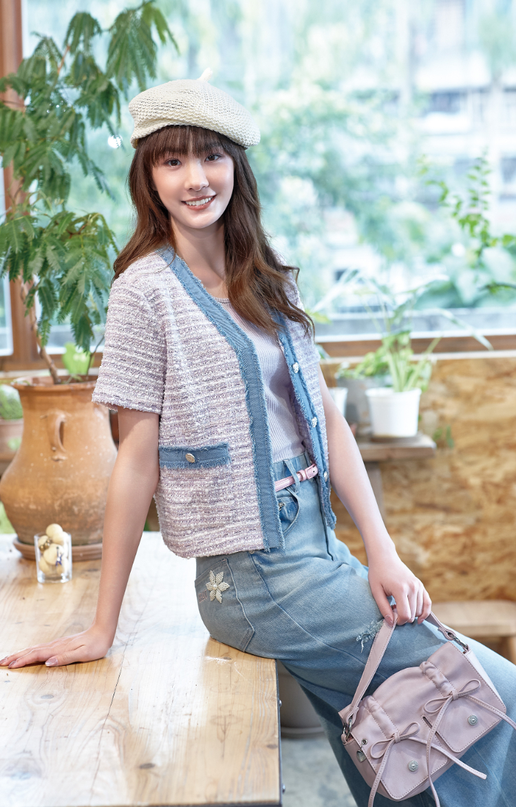 DITA韓系小香風毛呢短袖外套