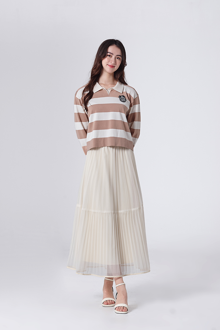 DITA短版寬條紋針織上衣