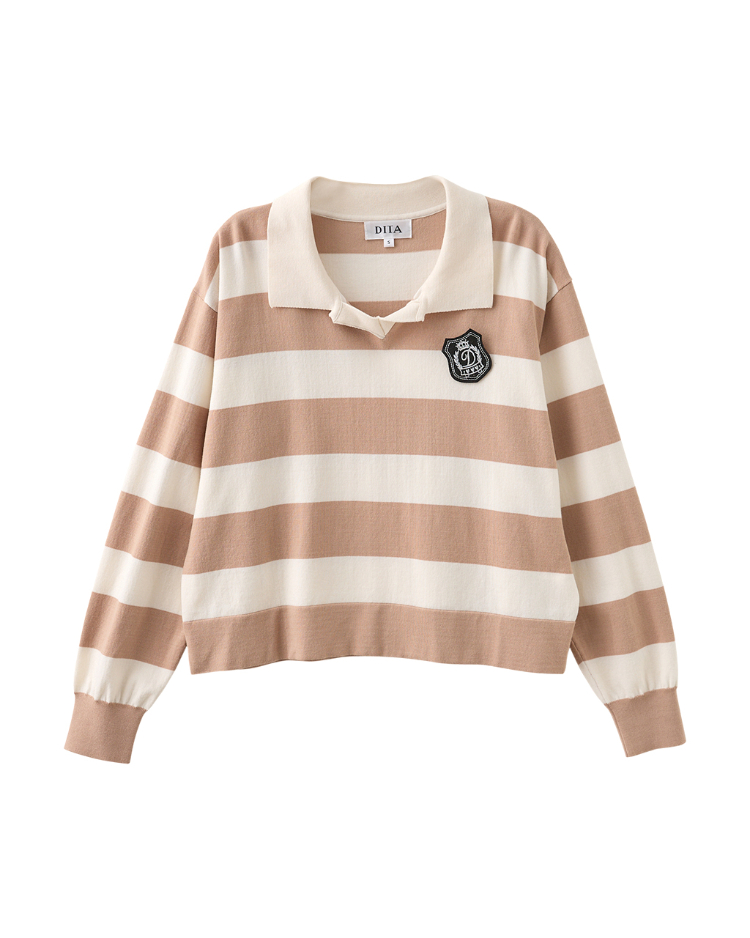 DITA短版寬條紋針織上衣