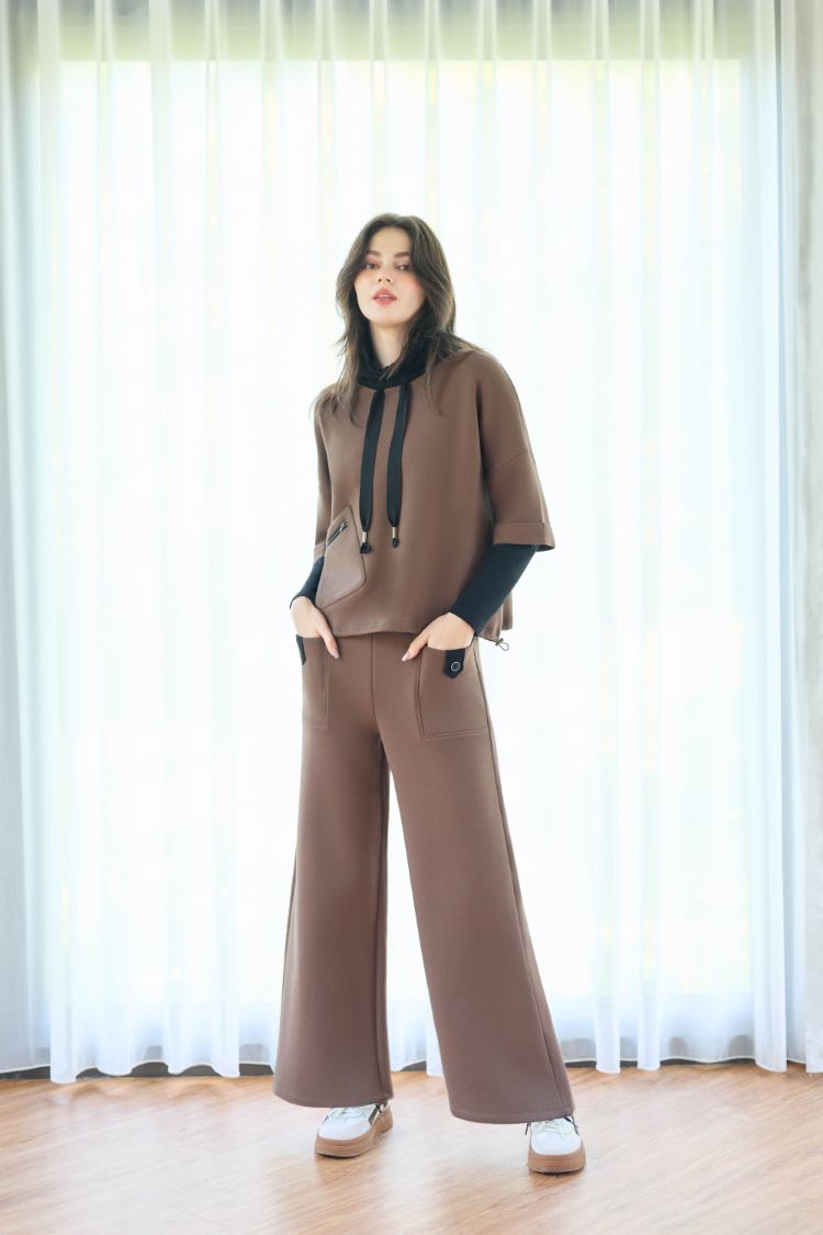 JOAN異材質可抽領寬袖層次上衣