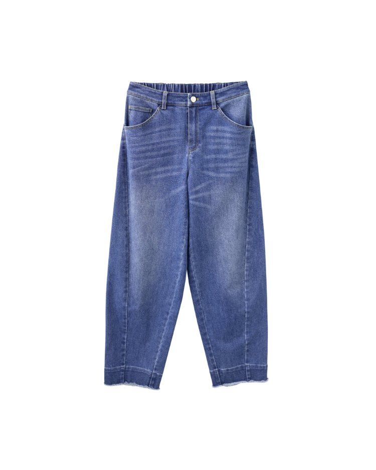 JOAN顯瘦剪裁弧形九分牛仔褲