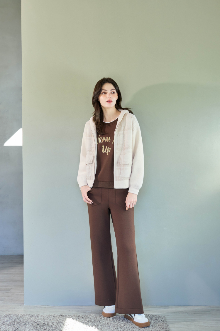 JOAN暖柔內磨毛彈力微喇叭褲