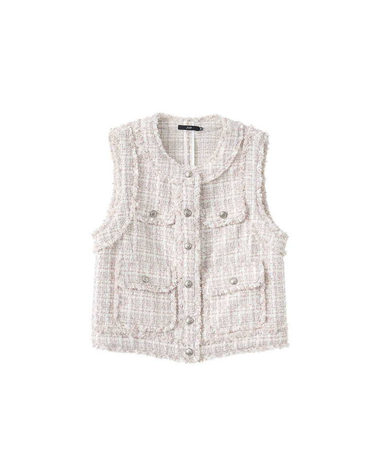 JOAN異材質拼接小香風背心