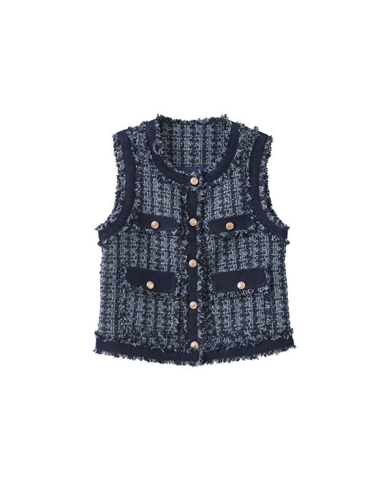 JOAN異材質拼接小香風背心