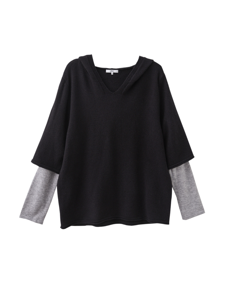 JOAN層次感休閒連帽針織上衣