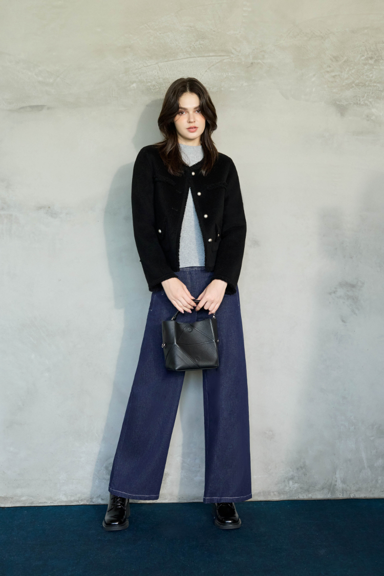 JOAN彈性坑條針織上衣