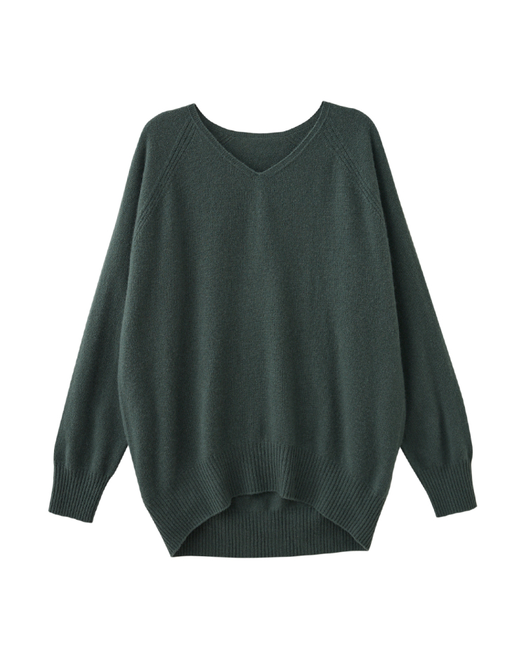JOAN Cashmere中長版V領柔軟針織衫