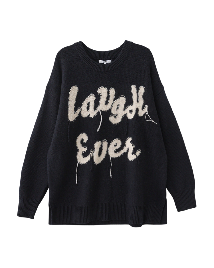 JOAN刺繡拼貼感落肩針織上衣