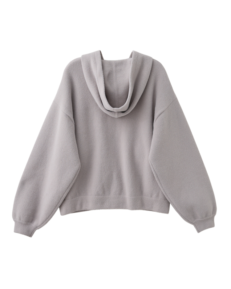 JOAN毛絨格紋針織連帽外套