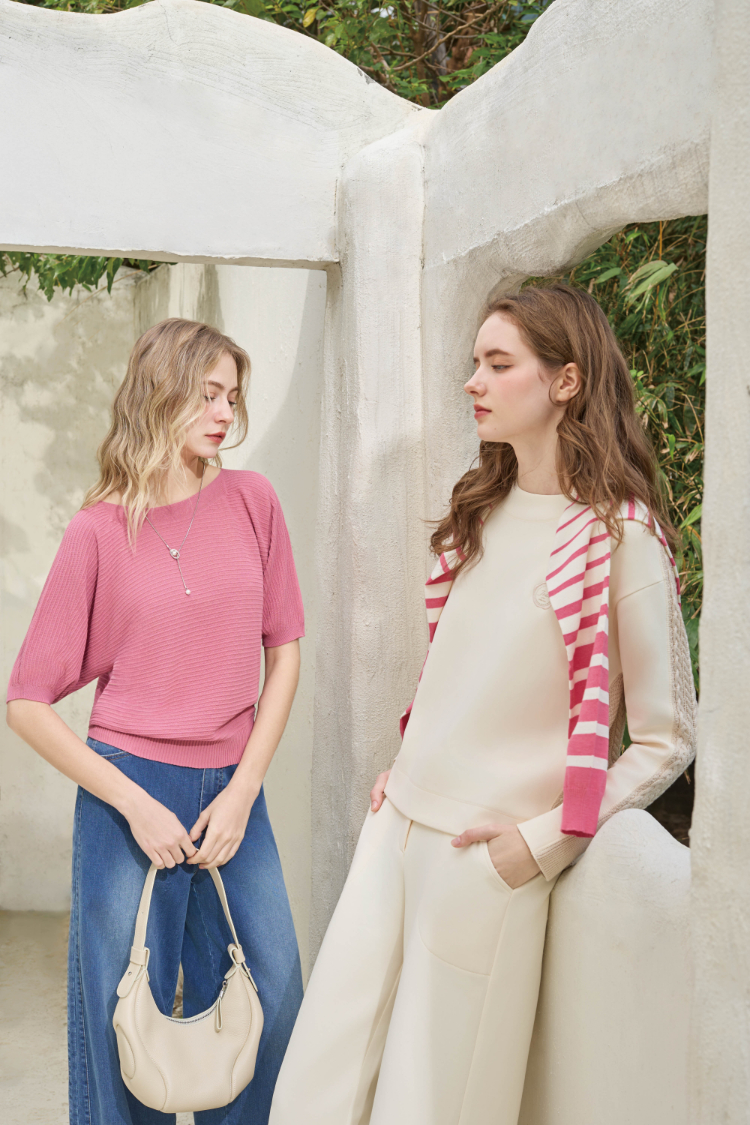 JOAN日常百搭針織拼接彈性上衣