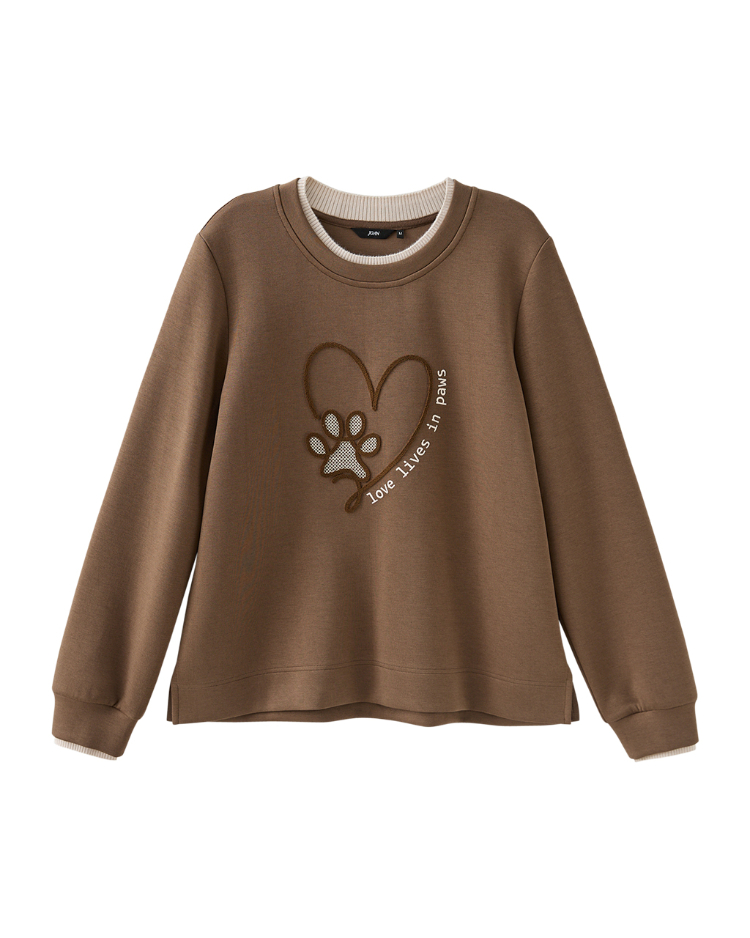 JOAN療癒系愛心掌印刺繡衛衣