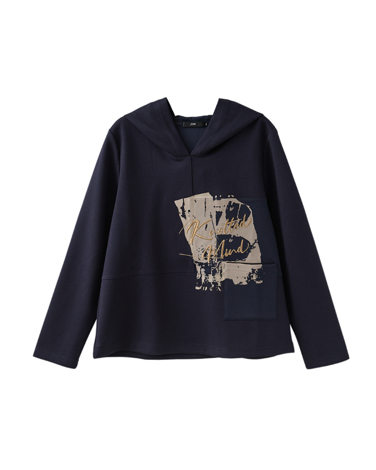 JOAN個性藝術圖騰印花連帽上衣