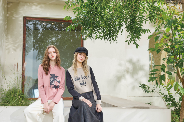 JOAN立體剪裁牛仔拼接中長裙