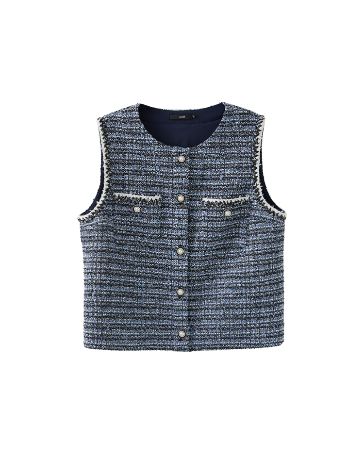 JOAN法式輕奢花呢背心外套