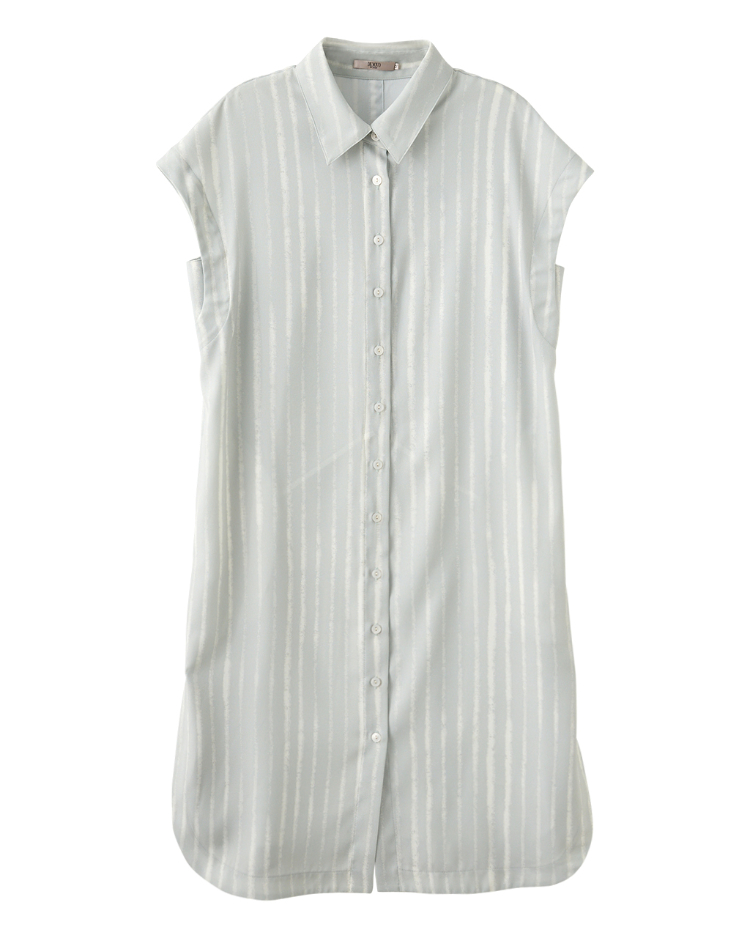 DENOVO率性長板開襟條紋罩衫