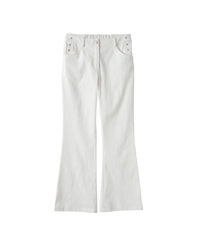 DENOVO竹節面修身彈力喇叭褲